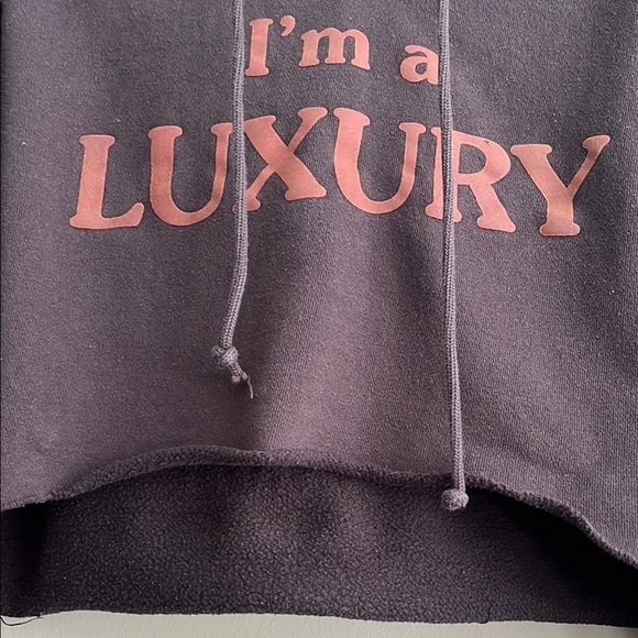 JUNK FOOD Clothing Black Cropped Hoodie Luxury Text Design size small - Picture 9 of 10